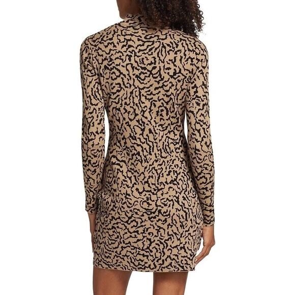 Frame Mock Neck Jacquard Animal‎ Print Mini Sweater Dress Maximalist Mobwife Med - Picture 10 of 13